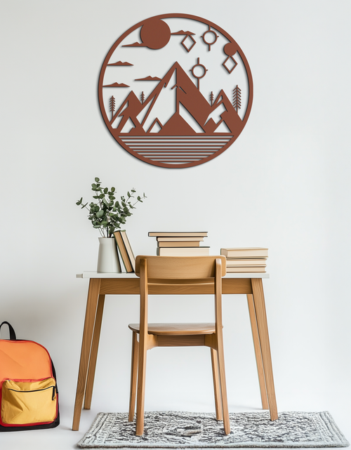 Load image into Gallery viewer, Abstract Mountain Metal Wall Art – Geometric Mountain Silhouette Steel Decor for Modern Interiors- KAF336