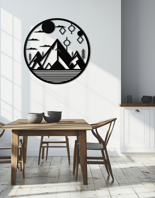 Load image into Gallery viewer, Abstract Mountain Metal Wall Art – Geometric Mountain Silhouette Steel Decor for Modern Interiors- KAF336