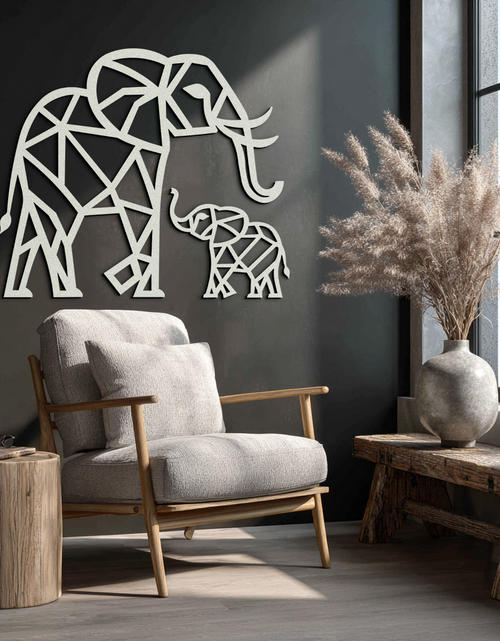 Load image into Gallery viewer, Elephant Family Metal Wall Art – Mom and Calves Silhouette Steel Decor for Nature and Animal Lovers- KAF337