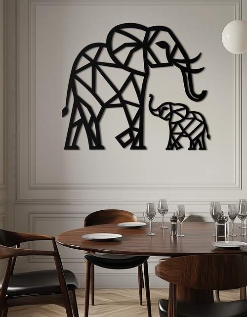 Load image into Gallery viewer, Elephant Family Metal Wall Art – Mom and Calves Silhouette Steel Decor for Nature and Animal Lovers- KAF337