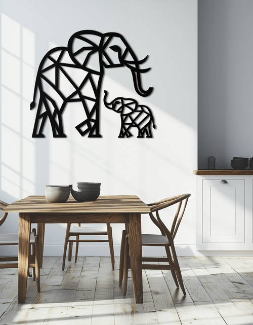 Load image into Gallery viewer, Elephant Family Metal Wall Art – Mom and Calves Silhouette Steel Decor for Nature and Animal Lovers- KAF337