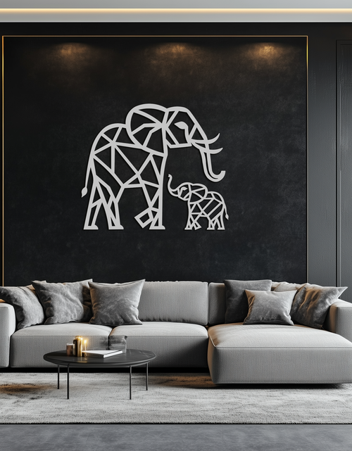 Load image into Gallery viewer, Elephant Family Metal Wall Art – Mom and Calves Silhouette Steel Decor for Nature and Animal Lovers- KAF337