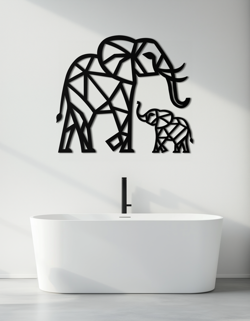 Load image into Gallery viewer, Elephant Family Metal Wall Art – Mom and Calves Silhouette Steel Decor for Nature and Animal Lovers- KAF337