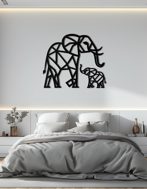 Load image into Gallery viewer, Elephant Family Metal Wall Art – Mom and Calves Silhouette Steel Decor for Nature and Animal Lovers- KAF337