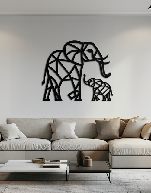 Load image into Gallery viewer, Elephant Family Metal Wall Art – Mom and Calves Silhouette Steel Decor for Nature and Animal Lovers- KAF337