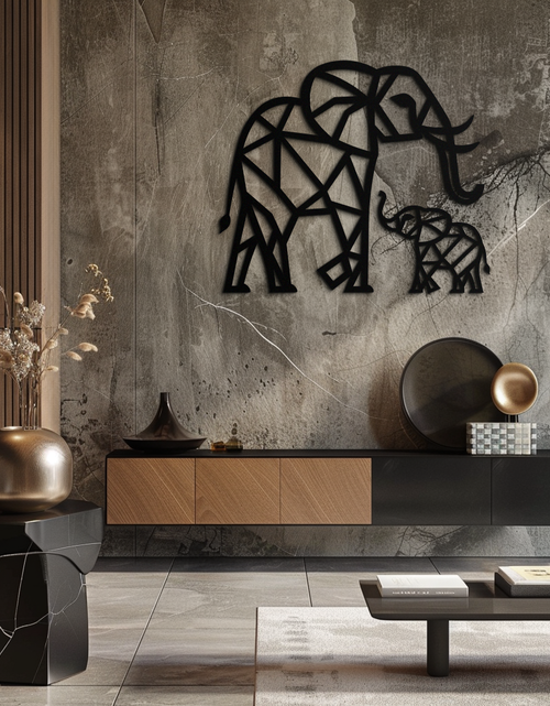 Load image into Gallery viewer, Elephant Family Metal Wall Art – Mom and Calves Silhouette Steel Decor for Nature and Animal Lovers- KAF337