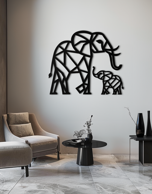Load image into Gallery viewer, Elephant Family Metal Wall Art – Mom and Calves Silhouette Steel Decor for Nature and Animal Lovers- KAF337