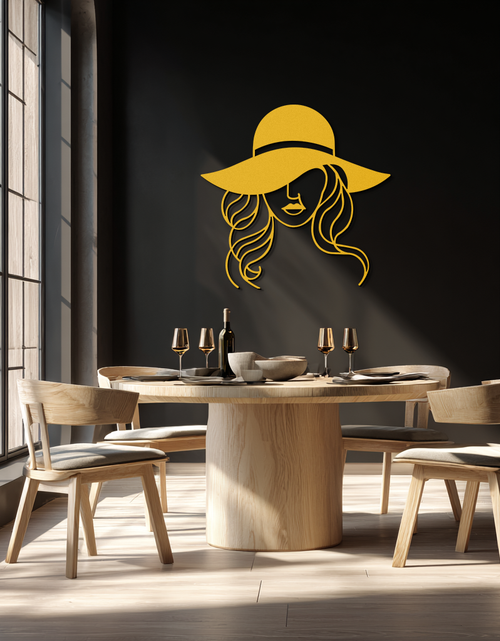 Load image into Gallery viewer, Hat Woman Metal Wall Art – Elegant Female Silhouette Steel Decor with Wide Brim Hat- KAF341