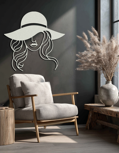 Load image into Gallery viewer, Hat Woman Metal Wall Art – Elegant Female Silhouette Steel Decor with Wide Brim Hat- KAF341