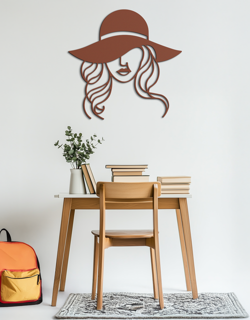Load image into Gallery viewer, Hat Woman Metal Wall Art – Elegant Female Silhouette Steel Decor with Wide Brim Hat- KAF341