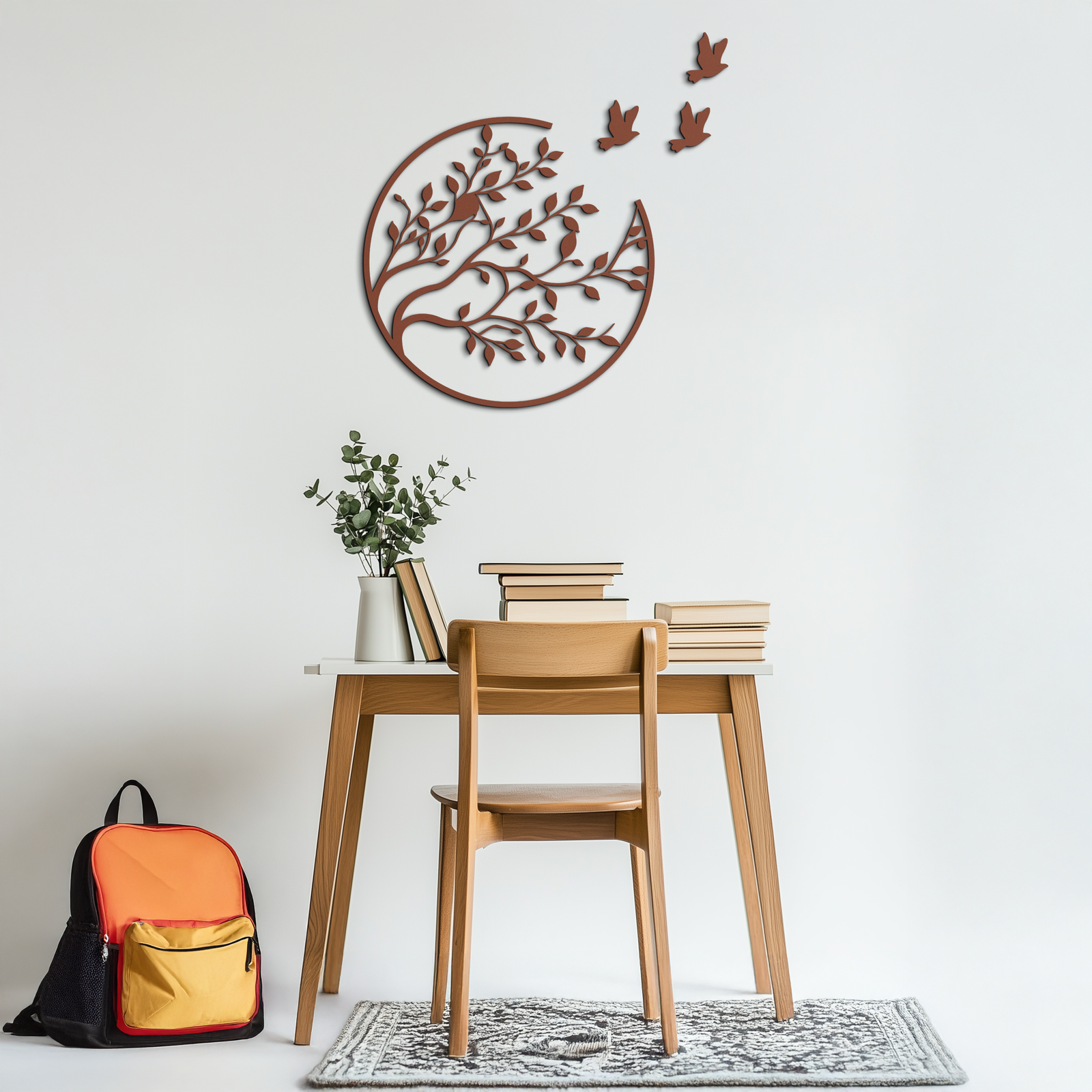 Flying Birds from Branch Metal Wall Art – Nature-Inspired Silhouette Steel Decor for Elegant Interiors- KAF343