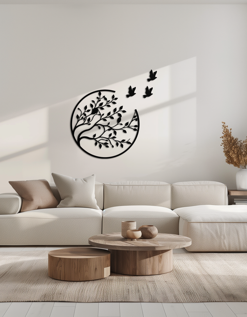 Load image into Gallery viewer, Flying Birds from Branch Metal Wall Art – Nature-Inspired Silhouette Steel Decor for Elegant Interiors- KAF343