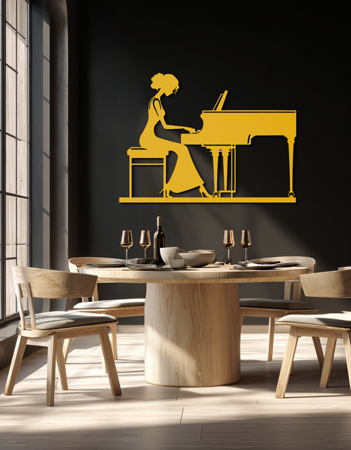 Load image into Gallery viewer, Pianist Woman Metal Wall Art – Elegant Music-Inspired Steel Silhouette for Modern Home Decor- KAF345