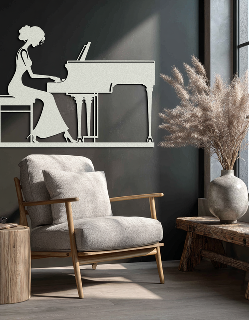 Load image into Gallery viewer, Pianist Woman Metal Wall Art – Elegant Music-Inspired Steel Silhouette for Modern Home Decor- KAF345