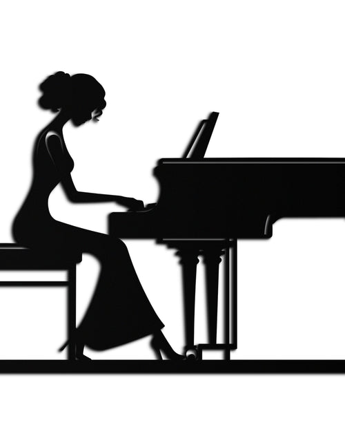Load image into Gallery viewer, Pianist Woman Metal Wall Art – Elegant Music-Inspired Steel Silhouette for Modern Home Decor- KAF345