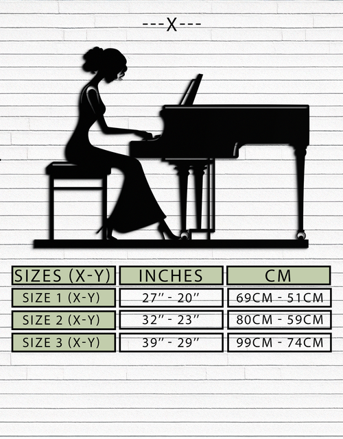 Load image into Gallery viewer, Pianist Woman Metal Wall Art – Elegant Music-Inspired Steel Silhouette for Modern Home Decor- KAF345