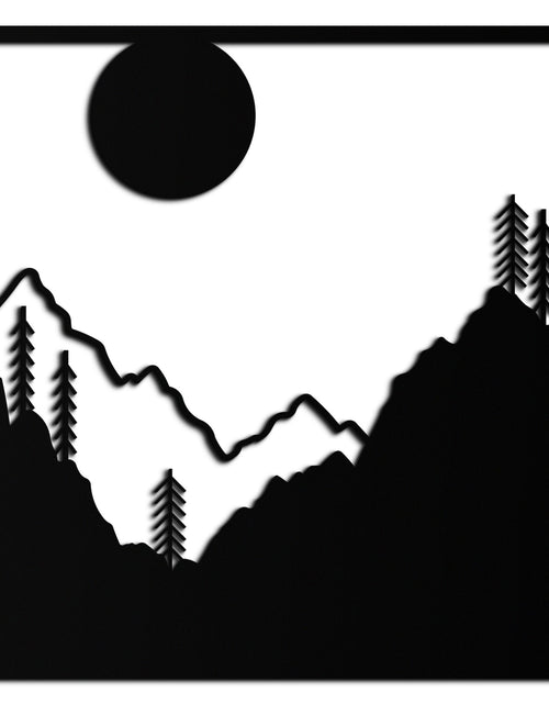 Load image into Gallery viewer, Moonlit Mountain Landscape Metal Wall Art – Modern Square Forest Scene Silhouette for Rustic Nature Decor- KAF346