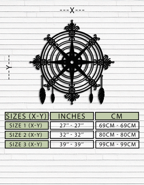 Load image into Gallery viewer, Ornate Compass Rose Metal Wall Art – Decorative Matte Black Steel with Feathers for Nautical and Boho Decor- KAF347