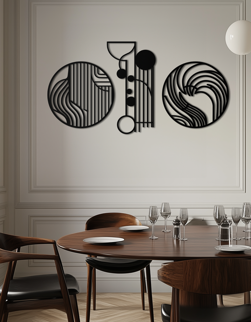 Load image into Gallery viewer, Abstract Geometric Trio Metal Wall Art – Modern Circle and Line Patterned Minimalist Steel Decor Set- KAF351