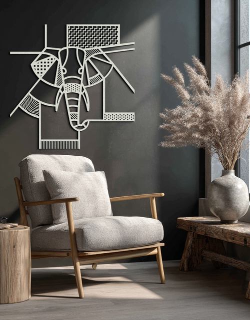Load image into Gallery viewer, Geometric Elephant Metal Wall Art – Abstract Safari Animal Silhouette for Modern Interiors- KAF353