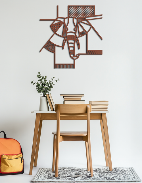 Load image into Gallery viewer, Geometric Elephant Metal Wall Art – Abstract Safari Animal Silhouette for Modern Interiors- KAF353