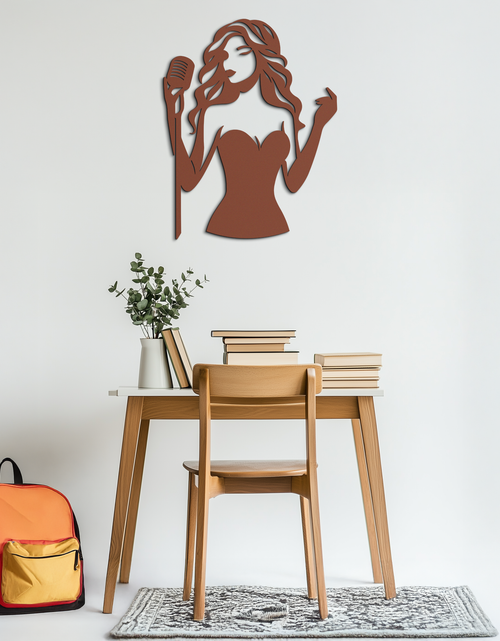 Load image into Gallery viewer, Jazz Singer Silhouette Metal Wall Art - Elegant Female Vocalist Decor - KAF355