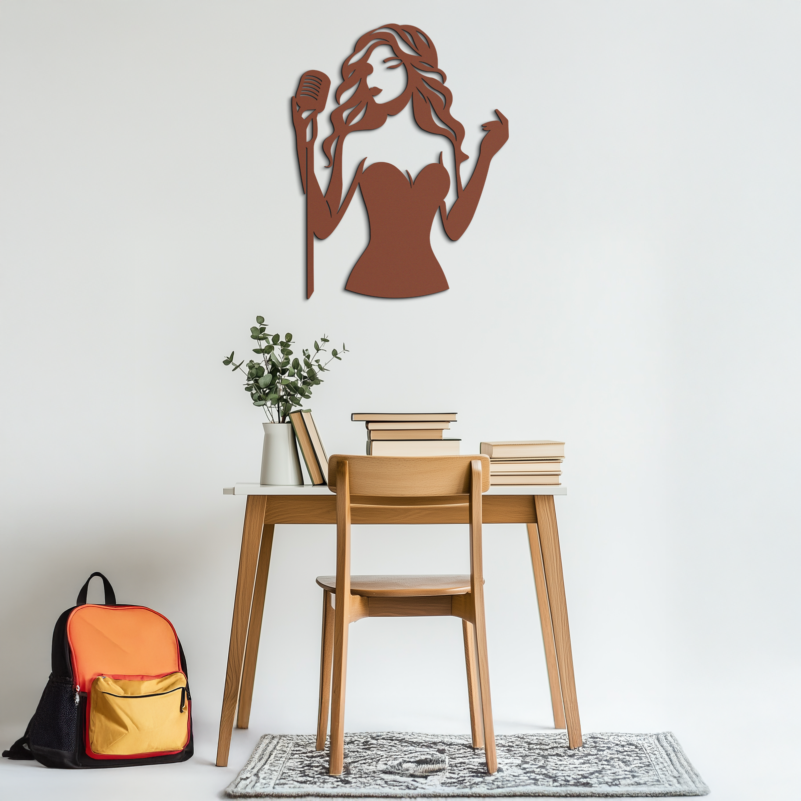 Jazz Singer Silhouette Metal Wall Art - Elegant Female Vocalist Decor - KAF355