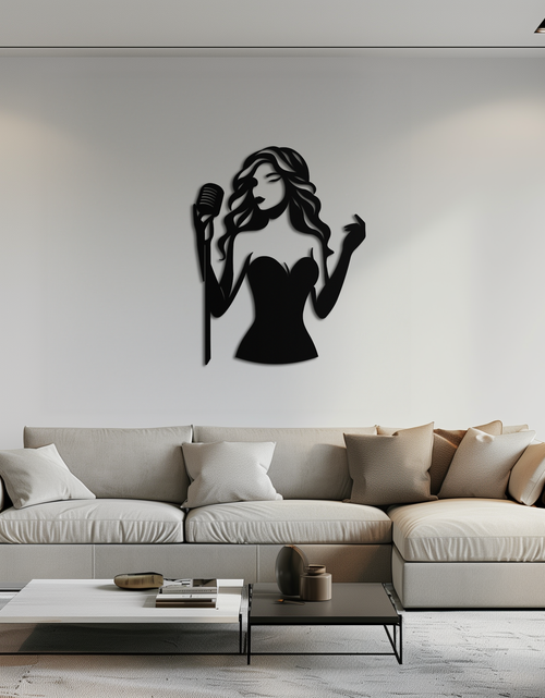 Load image into Gallery viewer, Jazz Singer Silhouette Metal Wall Art - Elegant Female Vocalist Decor - KAF355