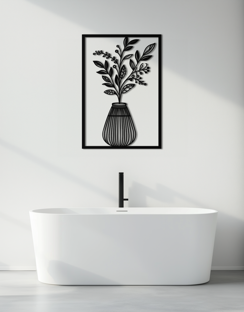 Load image into Gallery viewer, Botanical Vase Metal Wall Art – Elegant Plant Silhouette for Modern Nature-Inspired Decor- KAF357