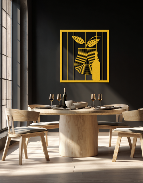 Load image into Gallery viewer, Bottle and Leaf Metal Wall Art – Modern Abstract Home Decor for Kitchen or Dining Room- KAF358