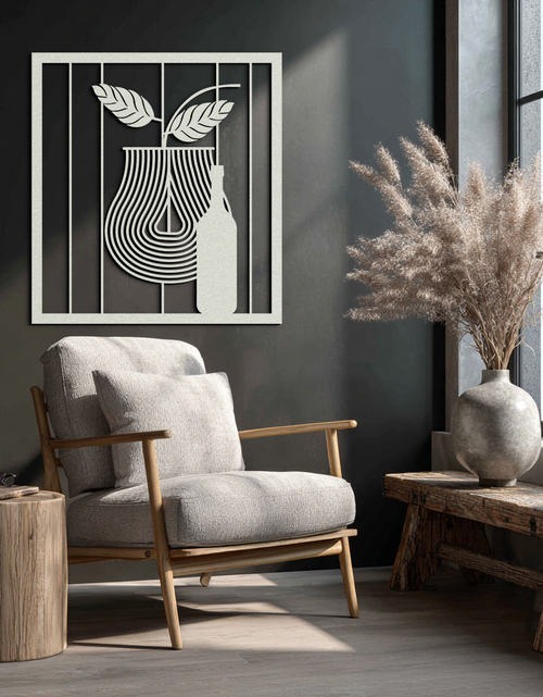 Load image into Gallery viewer, Bottle and Leaf Metal Wall Art – Modern Abstract Home Decor for Kitchen or Dining Room- KAF358