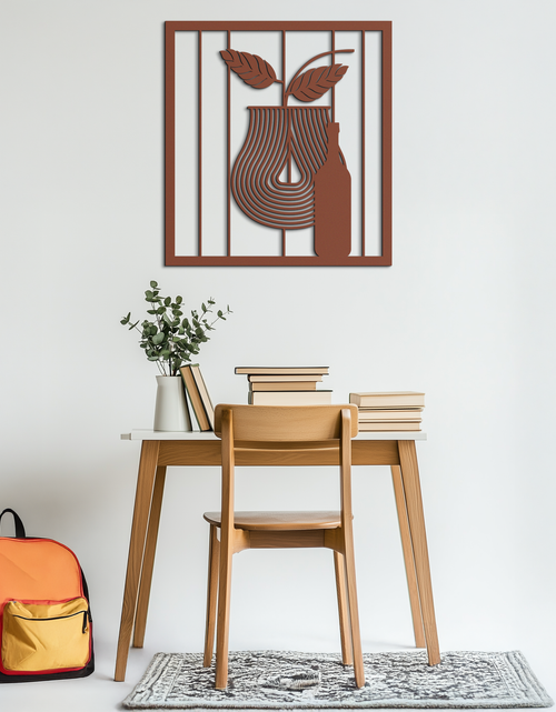 Load image into Gallery viewer, Bottle and Leaf Metal Wall Art – Modern Abstract Home Decor for Kitchen or Dining Room- KAF358