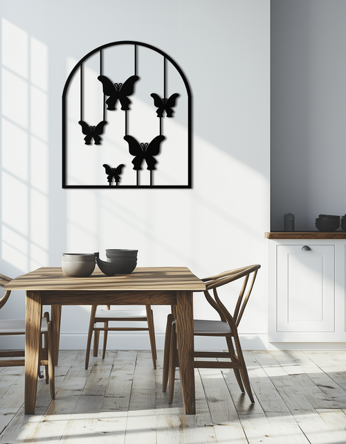 Load image into Gallery viewer, Butterfly Arch Metal Wall Art – Elegant Hanging Butterflies Silhouette for Modern Nature Decor- KAF361