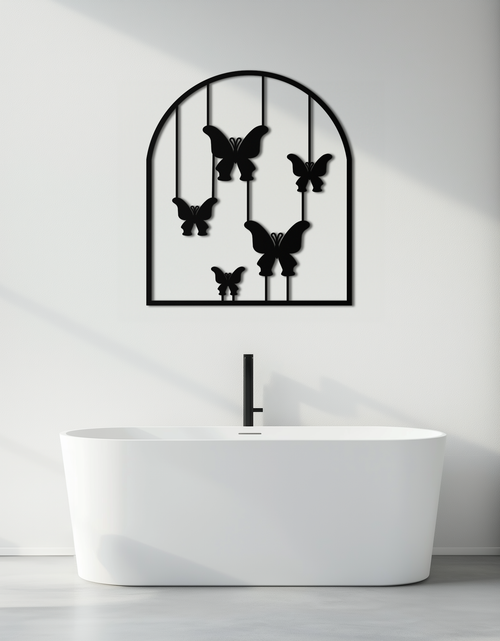 Load image into Gallery viewer, Butterfly Arch Metal Wall Art – Elegant Hanging Butterflies Silhouette for Modern Nature Decor- KAF361