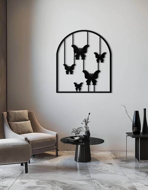 Load image into Gallery viewer, Butterfly Arch Metal Wall Art – Elegant Hanging Butterflies Silhouette for Modern Nature Decor- KAF361