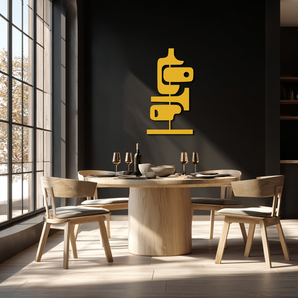 Modern Geometric Coffee Cup Metal Wall Art – Abstract Minimalist Design for Kitchen or Café Décor- KAF362