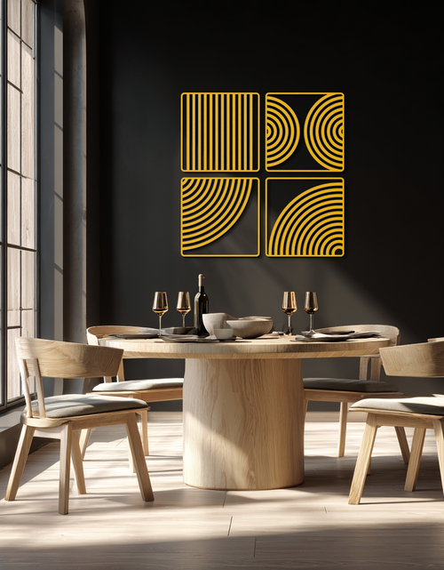 Load image into Gallery viewer, Geometric Pattern Metal Wall Art – 4-Piece Modern Minimalist Steel Decor- KAF363