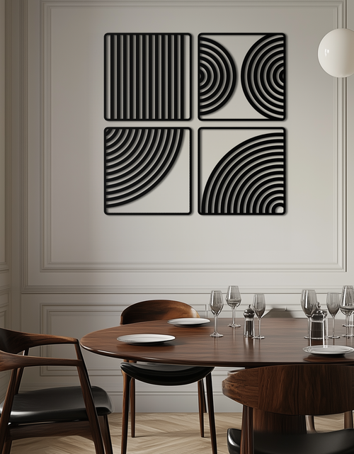 Load image into Gallery viewer, Geometric Pattern Metal Wall Art – 4-Piece Modern Minimalist Steel Decor- KAF363