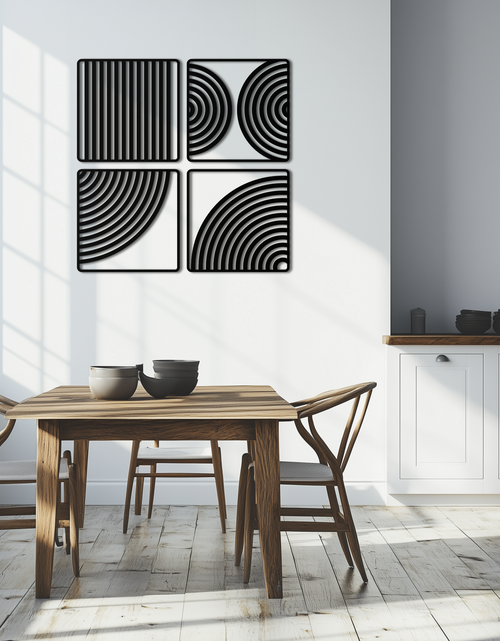 Load image into Gallery viewer, Geometric Pattern Metal Wall Art – 4-Piece Modern Minimalist Steel Decor- KAF363