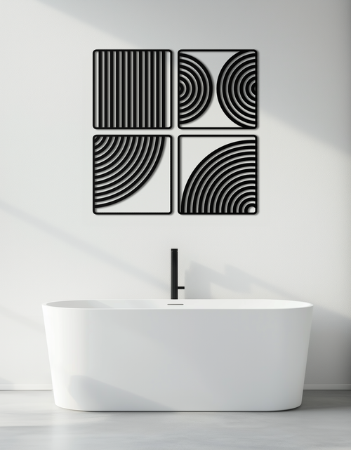 Load image into Gallery viewer, Geometric Pattern Metal Wall Art – 4-Piece Modern Minimalist Steel Decor- KAF363
