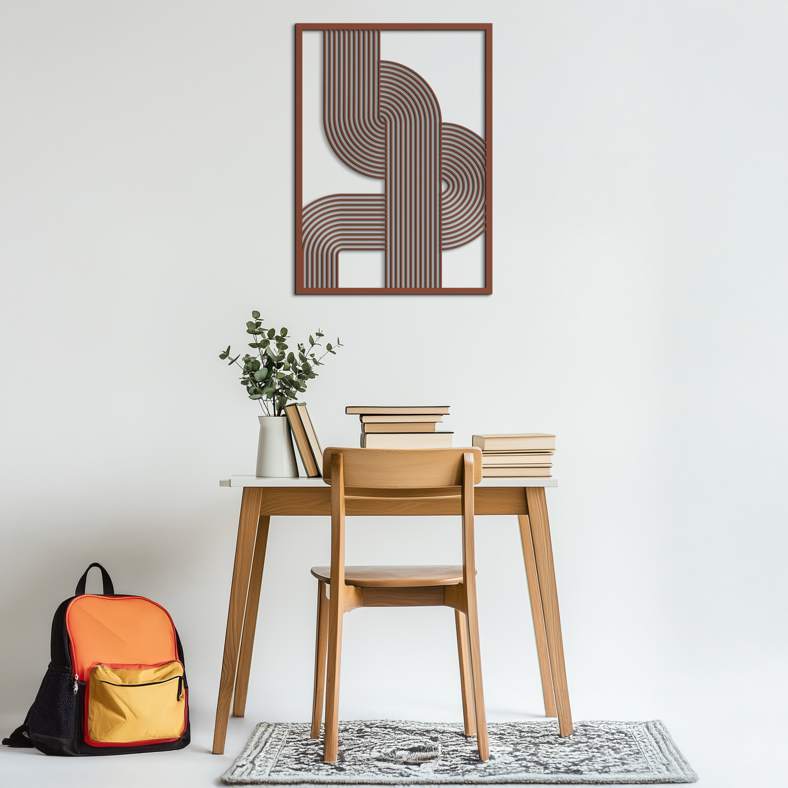 Geometric Curve Panel Metal Wall Art – Modern Abstract Steel Decor- KAF364
