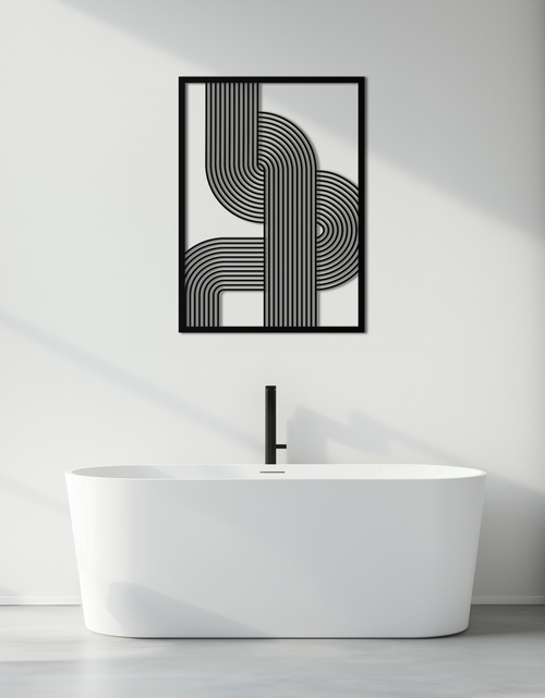 Load image into Gallery viewer, Geometric Curve Panel Metal Wall Art – Modern Abstract Steel Decor- KAF364