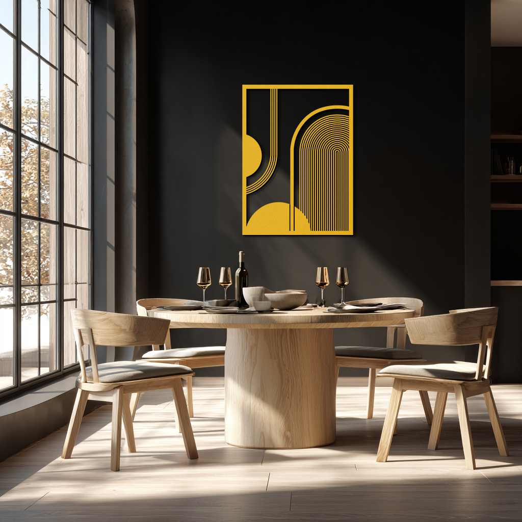 Geometric Half-Circle Metal Wall Art – Minimalist Arch & Shape Design- KAF365