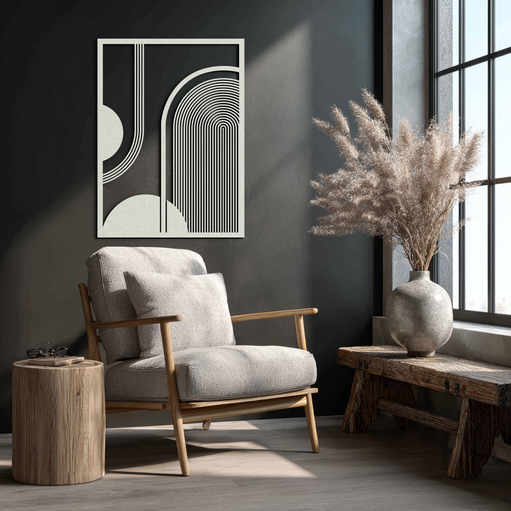 Geometric Half-Circle Metal Wall Art – Minimalist Arch & Shape Design- KAF365