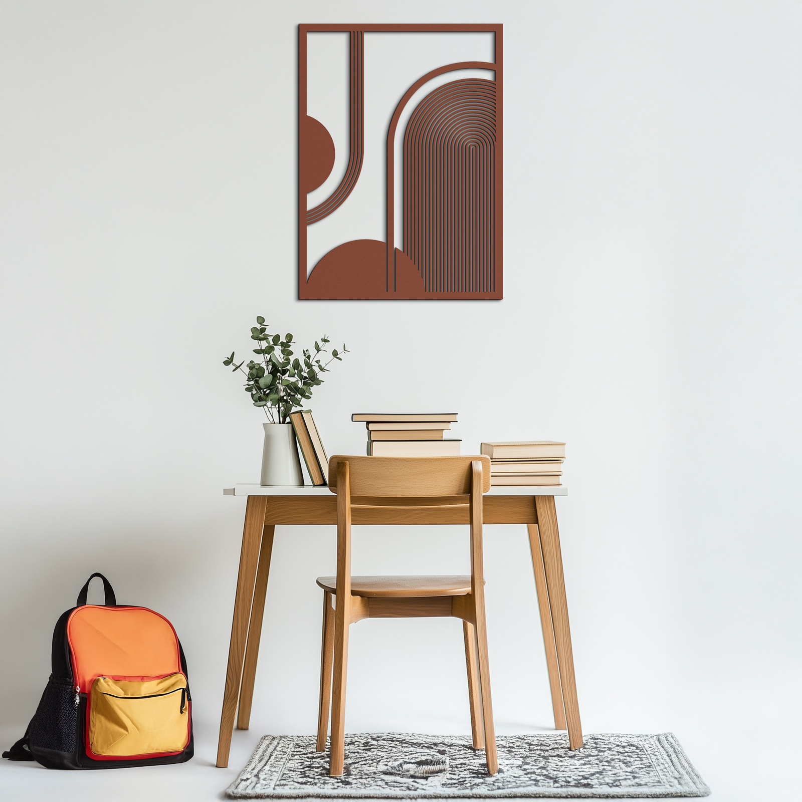 Geometric Half-Circle Metal Wall Art – Minimalist Arch & Shape Design- KAF365