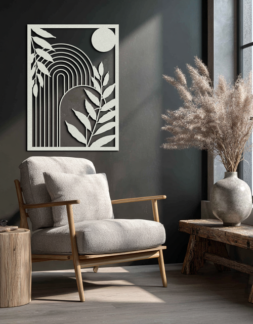 Load image into Gallery viewer, Modern Geometric Botanical Metal Wall Art – Abstract Nature-Inspired Steel Design- KAF366