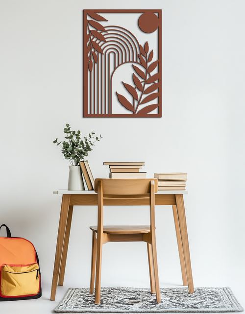 Load image into Gallery viewer, Modern Geometric Botanical Metal Wall Art – Abstract Nature-Inspired Steel Design- KAF366