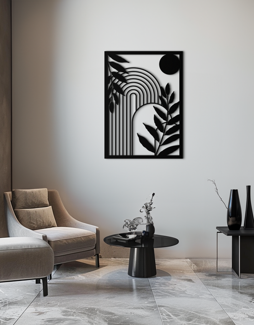 Load image into Gallery viewer, Modern Geometric Botanical Metal Wall Art – Abstract Nature-Inspired Steel Design- KAF366