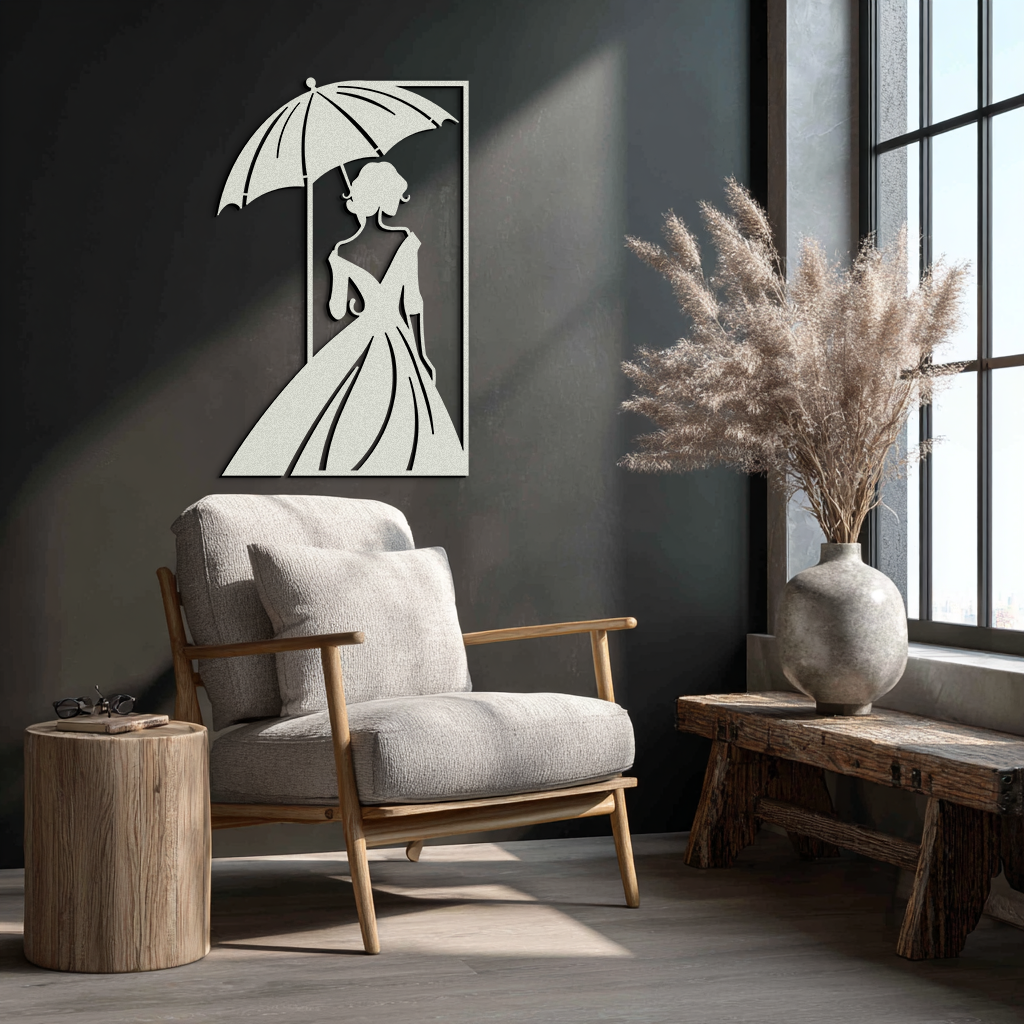Modern Woman Silhouette Metal Wall Art – Elegant Female Figure Panel- KAF375