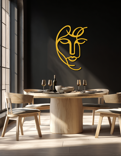 Load image into Gallery viewer, Abstract Female Line Art Metal Wall Decor – Elegant Woman Silhouette with Microphone- KAF376